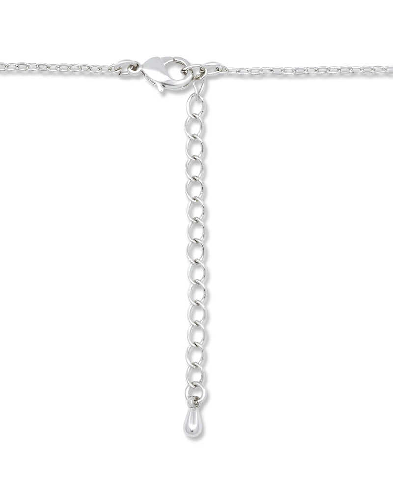 Women's Pave Cubic Zirconia Charm Holder Necklace with Evil Eye, Heart, and Elephant Charm Necklaces