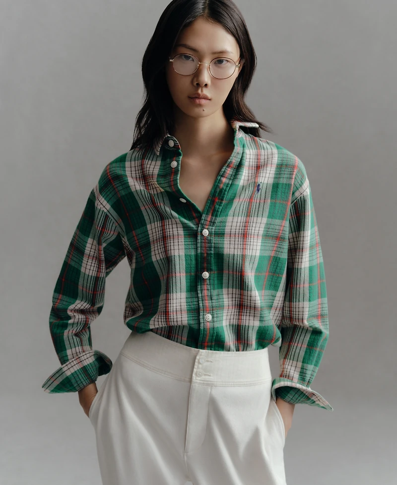 Polo Ralph Lauren Women's Cotton Twill Woven Collared Shirt