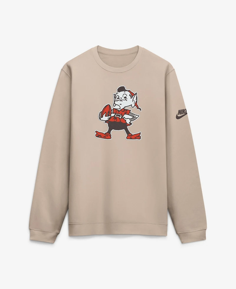 Nike Men's Cleveland Browns I-Formation Rewind Club Throwback Fleece Crew Sweatshirt