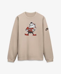 Nike Men's Cleveland Browns I-Formation Rewind Club Throwback Fleece Crew Sweatshirt