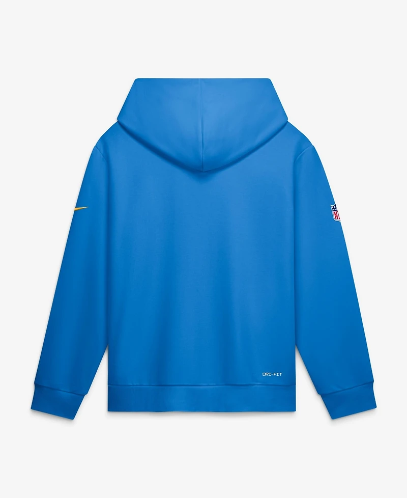 Nike Men's Los Angeles Chargers Sideline Standard Issue Quarterback Scramble Full-Zip Dri-fit Fleece Hoodie