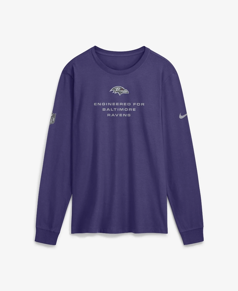 Nike Men's Baltimore Ravens Sideline Bold Arch Star Screen Print Crewneck Long-Sleeve T-Shirt