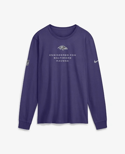 Nike Men's Baltimore Ravens Sideline Bold Arch Star Screen Print Crewneck Long-Sleeve T-Shirt