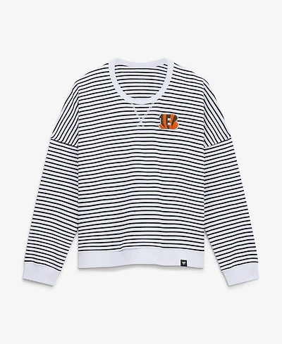 Fanatics Women's Cincinnati Bengals Striped Oversized French-Terry Sweatshirt