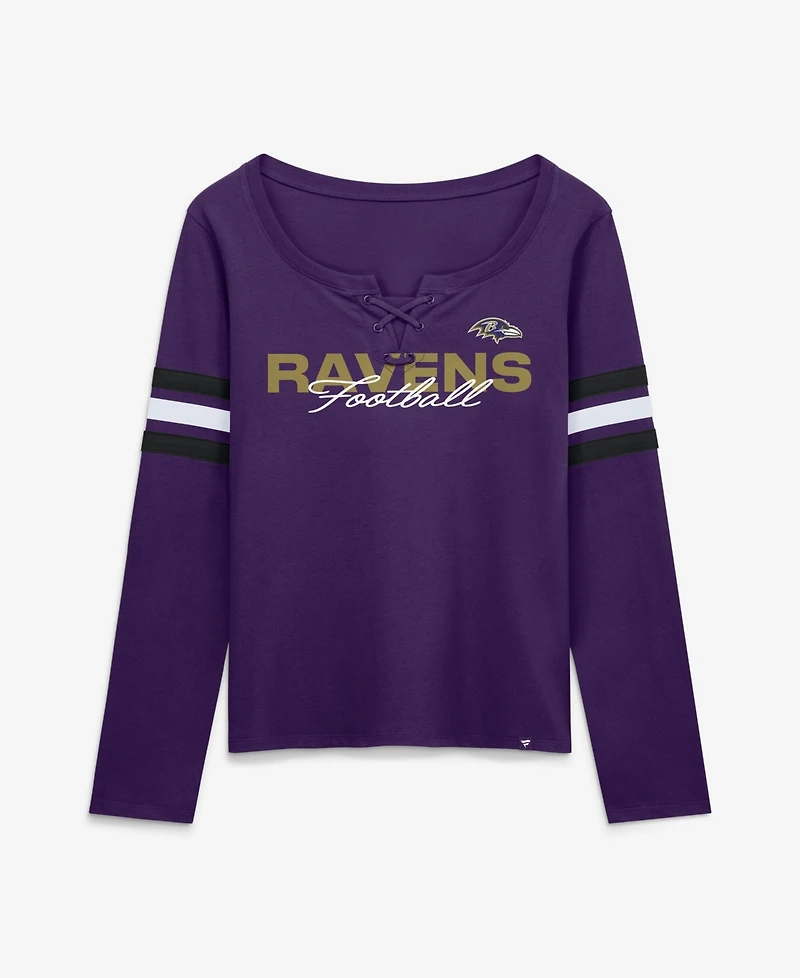 Fanatics Women's Baltimore Ravens Team First Coverage Scheme Lace-Up Long-Sleeve T-Shirt