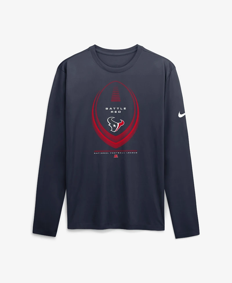Nike Men's Houston Texans Legend Icon Screen-Print Graphics Long Sleeve T-Shirt