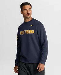 Nike Men's 2026 Sideline Club West Virginia Mountaineers Crewneck Long-Sleeve Sweatshirt