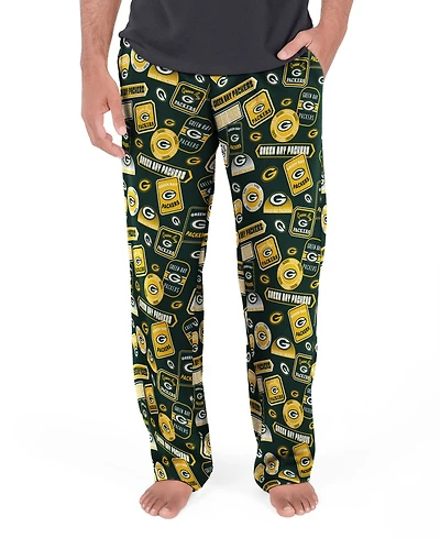 Concepts Sport Men's Green Bay Packers Grady Relaxed-Fit All-Over-Pattern Pajama Pants