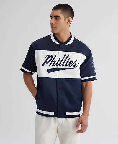 Fanatics Men's Philadelphia Phillies Iconic Satin Full-Snap Short-Sleeve Jacket