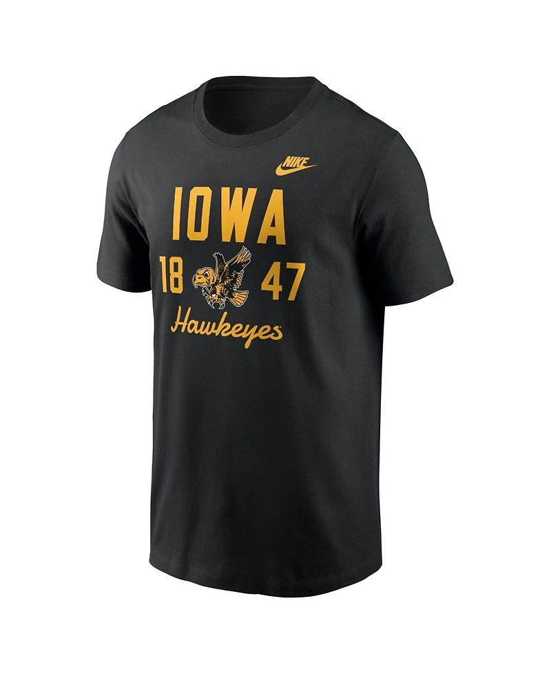 Nike Men's Iowa Hawkeyes Legacy Stacked Established Crewneck Short-Sleeve T-Shirt