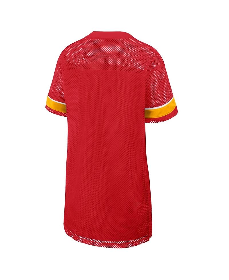 Fanatics Women's Kansas City Chiefs Team First Deep Route Short-Sleeve Mesh Dress