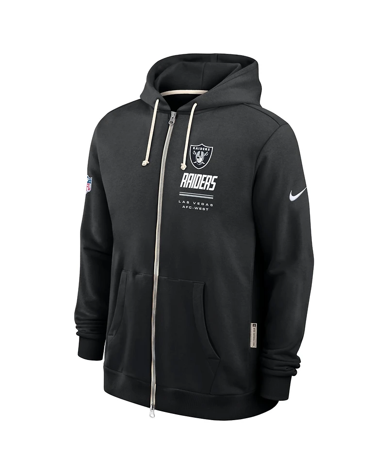 Nike Men's Las Vegas Raiders Sideline Standard Issue Quarterback Scramble Full-Zip Hooded Loose-Fit Hoodie