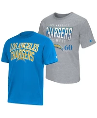 Starter Men's Powder Blue/Heather Gray Los Angeles Chargers Logo T-Shirt, 2-Piece Set