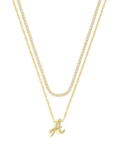 Unwritten Cubic Zirconia Gold-Plated Initial Pendant Necklace Set