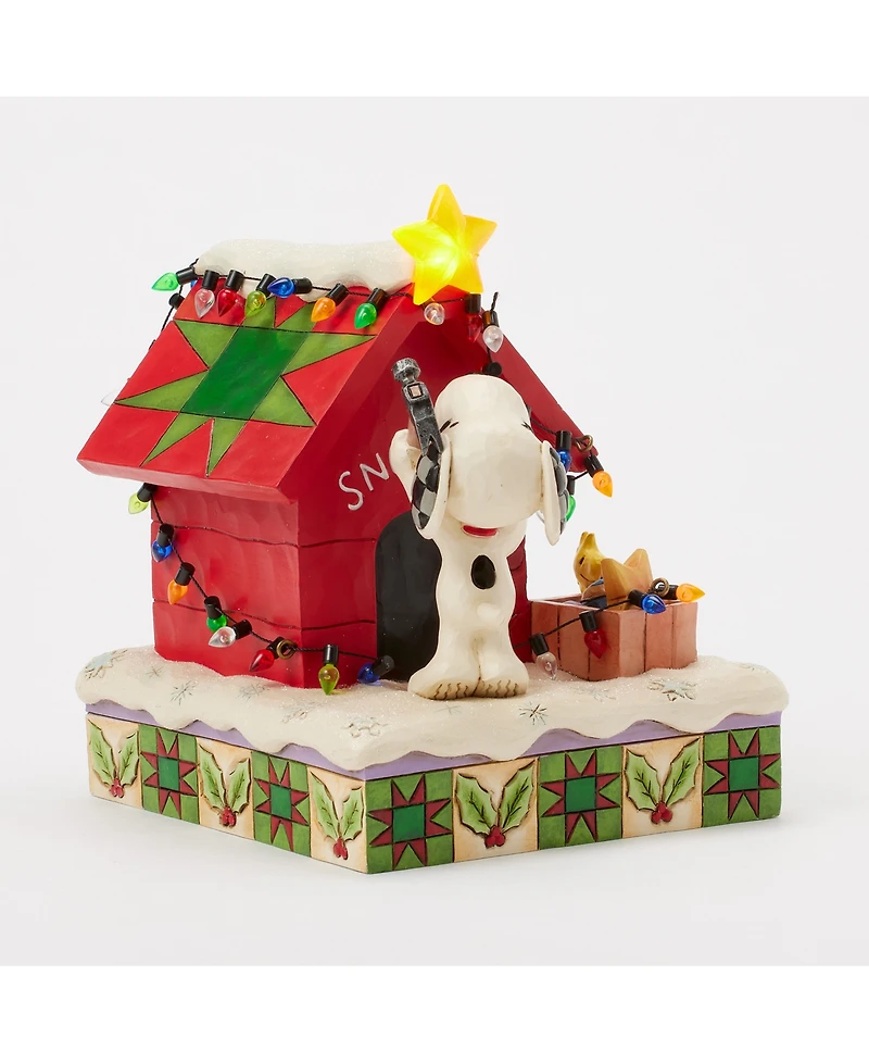 Jim Shore Peanuts Snoopy Decorating Led Doghouse Figurine