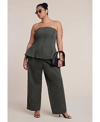 Eloquii Women's Plus Twill Straight Leg Pant