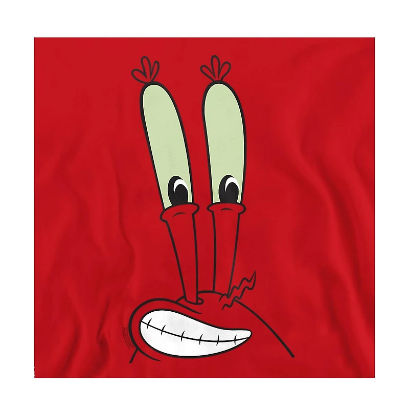 SpongeBob SquarePants Men's Mr. Krabs Smile Face Graphic Long-Sleeve Crewneck Sweatshirt