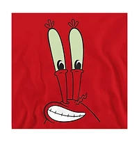SpongeBob SquarePants Men's Mr. Krabs Smile Face Graphic Long-Sleeve Crewneck Sweatshirt