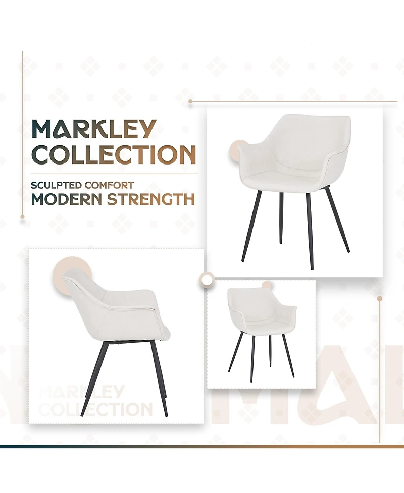 LeisureMod Markley Modern Leather Accent Dining Chair with Black Iron Legs