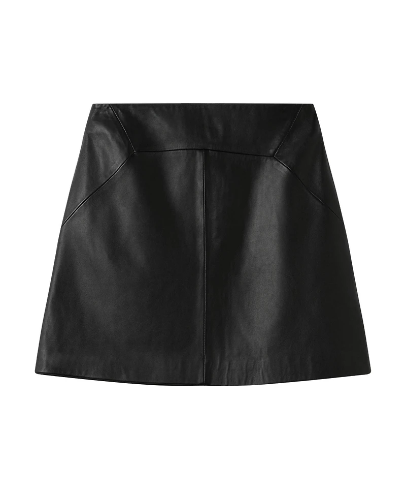 Whistles Women's High-Waisted A-Line Leather Mini Skirt