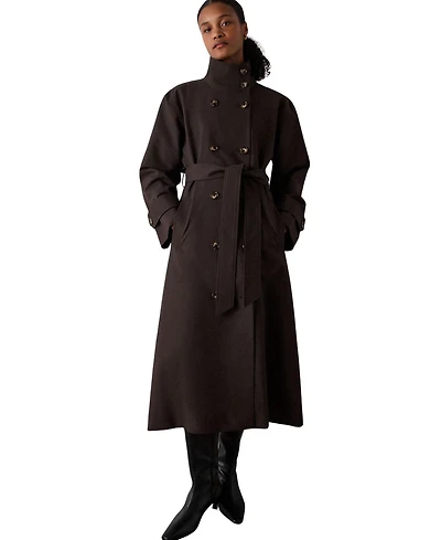 Whistles Women's Double-Breasted Funnel-Neck Trench Coat