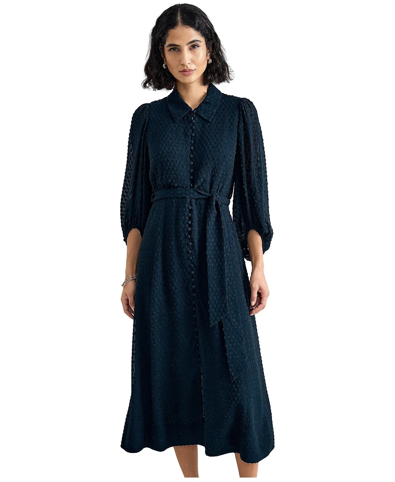 Phase Eight Women's Maeve Textured Belted Midi Shirt Dress