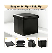 Slickblue 15 Inch Storage Ottoman Cube with Lid for Bedroom and Living Room