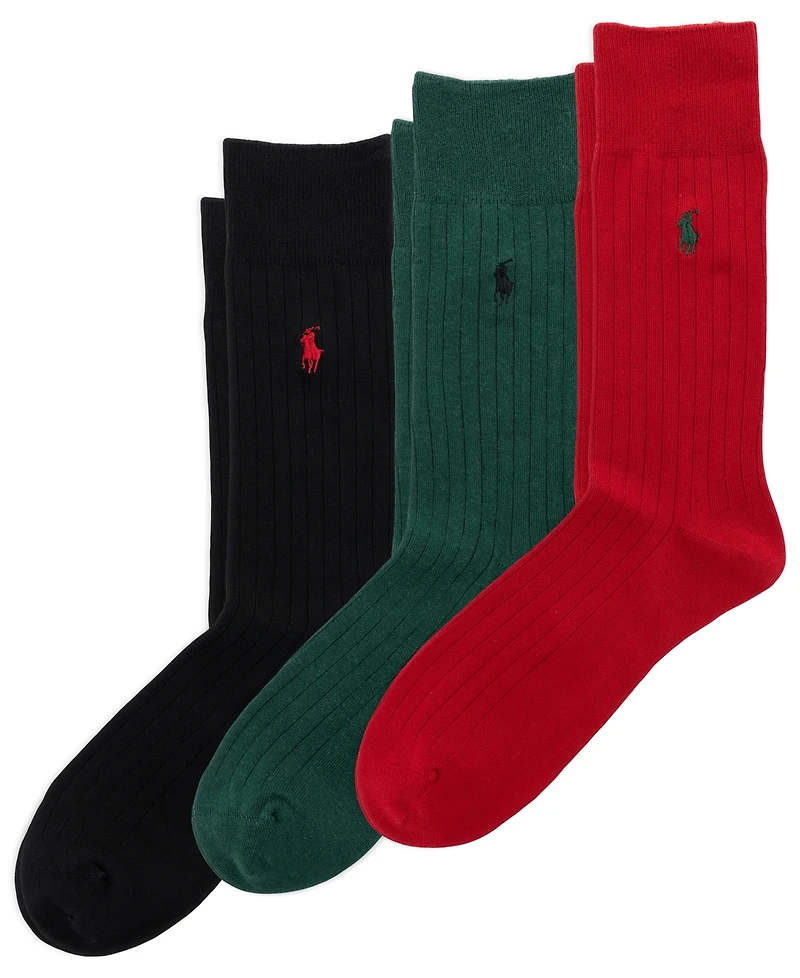 Polo Ralph Lauren Men's Soft Touch Rib Slack Trouser Socks, 3-Pack