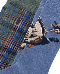 Polo Ralph Lauren Men's Mallard/Plaid Cotton-Blend Crew Socks, 2-Pack