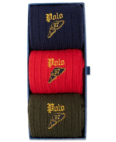 Polo Ralph Lauren Lambswool-Blend Ribbed Boot 3-Pair Socks Set