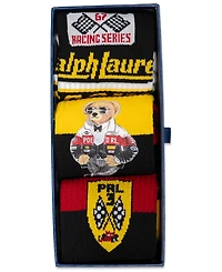 Polo Ralph Lauren Moto Bear Ribbed Arch Support Crew Socks, 3-Pair Set