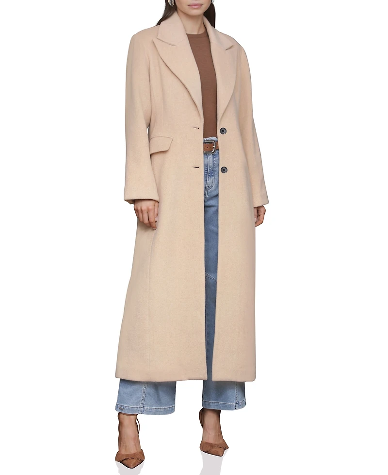 Avec Les Filles Women's Double-Breasted Long Wool-Blend Structured-Shoulder Coat