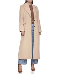 Avec Les Filles Women's Double-Breasted Long Wool-Blend Structured-Shoulder Coat