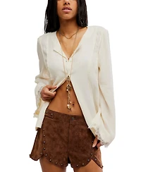 Free People Women's Best Behavior High-Waisted Mini Western Suede Shorts, 2" Inseam