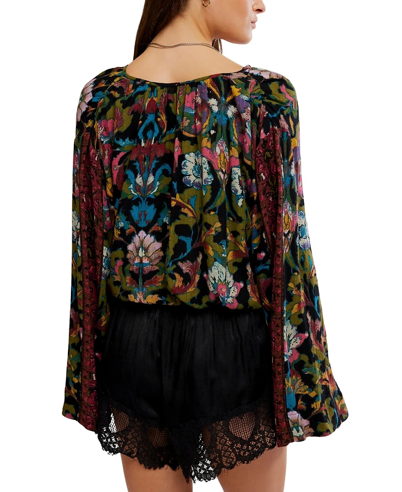 Free People Women's Juliette Floral-Print V-Neck Bell-Sleeve Blouse
