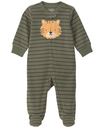 Carter's Baby Boys' Tiger-Striped 2-Way Zip Long-Sleeve Fleece Sleep & Play Pajamas
