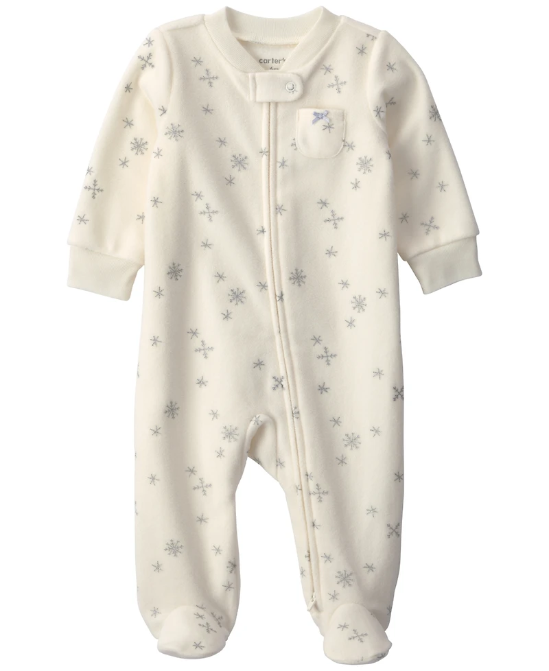 Carter's Baby Girls' 2-Way Zip Snowflake Fleece Sleep & Play Pajamas