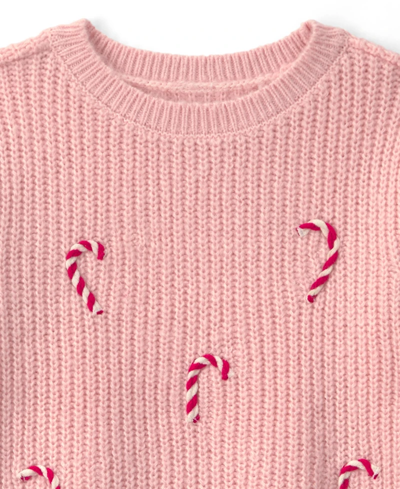 Carter's Toddler Girls' 2T-5T Candy Cane Cable-Knit Sweater