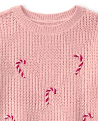 Carter's Toddler Girls' 2T-5T Candy Cane Cable-Knit Sweater