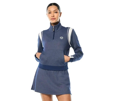 Sergio Tacchini Women's Agiato Mock-Neck Quarter-Zip Kangaroo-Pocket Sweatshirt