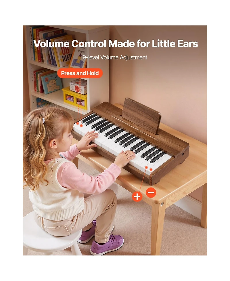 Mecale 37-Key Extended Range Wooden Kids Digital Piano, Ages 3+