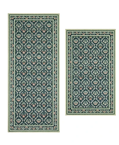 Laura Ashley Barrington Floral Slip Resistant 2-Piece Rug Set
