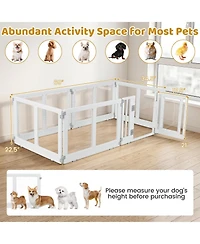 Gymax Clear Dog Playpen Transparent Pet Fence w/Door and Double Safety Locks