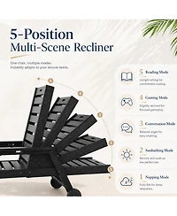 gaomon Set of 2 Hdpe Outdoor Patio Chaise Lounge Chairs, 5-Position Adjustable Recliners with Cup Holders Wheels Armrests for Poolside Deck Backyard