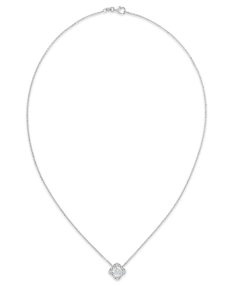 Macy's Lab-Grown Diamond Flower Shape Pendant Necklace (1-1/5 ct. t.w.) in 14k White Gold