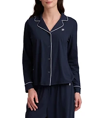 Tommy Hilfiger Women's Girlfriend Long-Sleeve Notch Collar Button-Up Top and Pant Pajama Set