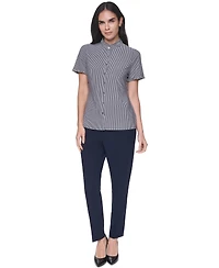 Tommy Hilfiger Women's Short-Sleeve Striped Ruffle Blouse