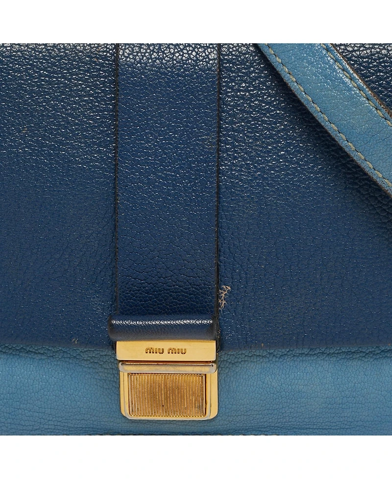 Pre-Owned Miu Miu Women's Two-Tone Madras Leather Flap Crossbody Bag