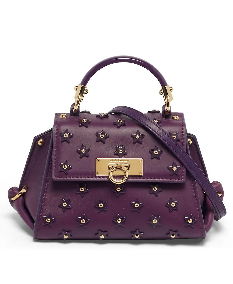 Pre-Owned Salvatore Ferragamo Women's Sofia Mini Star Embellished Leather Top Handle Bag
