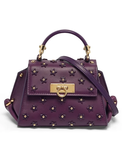 Pre-Owned Salvatore Ferragamo Women's Sofia Mini Star Embellished Leather Top Handle Bag